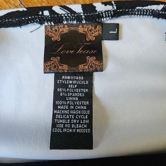 Love Tease‎ Dress Size L Black Floral Babydoll Fit & Flare Milkmaid Y2K Stretch - Picture 8 of 9